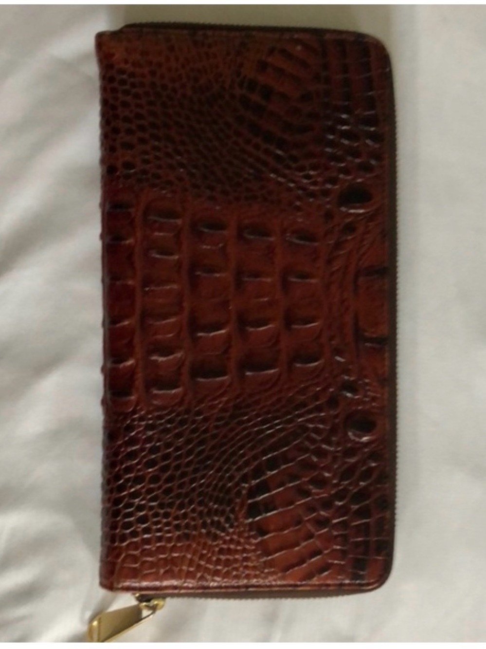 Brahmin pecan Melbourne large zip round wallet